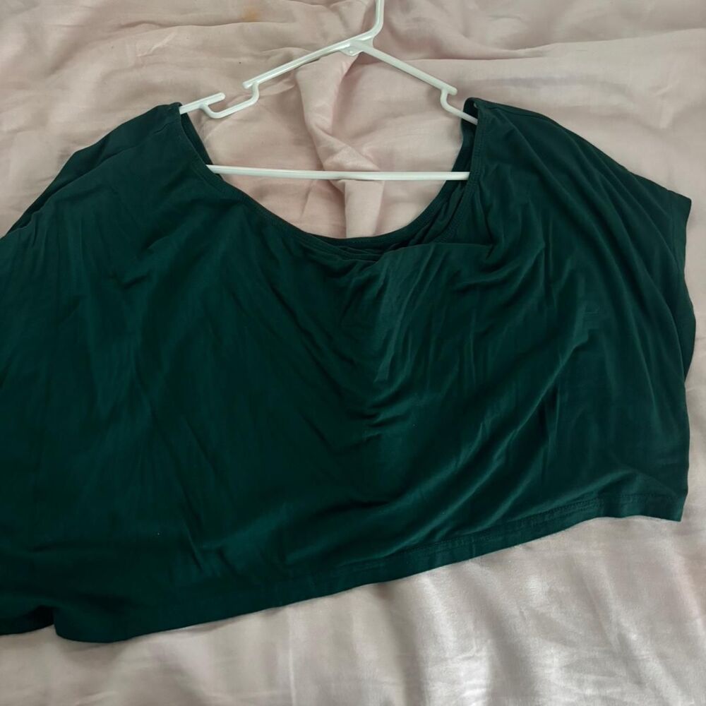 SHEIN Women's Hunter Green Crop Top One Shoulder Loose Fit Medium